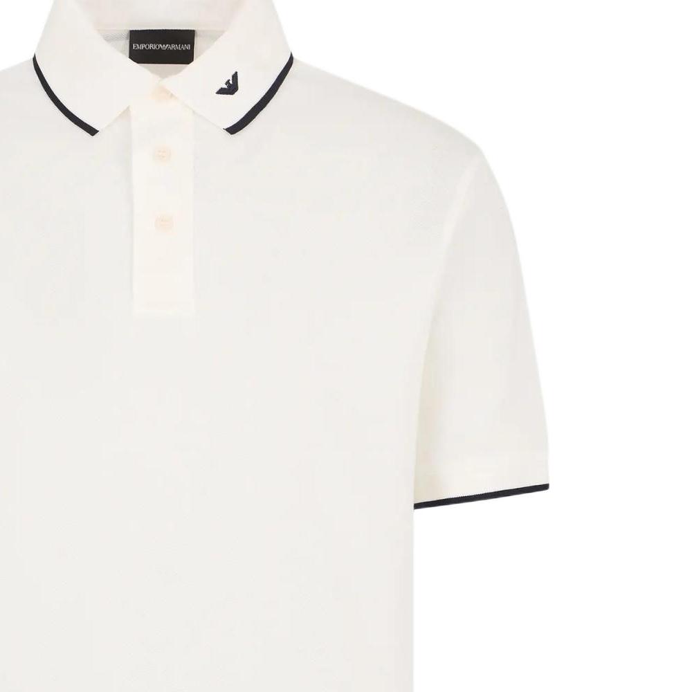 Emporio Armani Embroidered Edge Pullover Short Sleeve Polo Shirt Men tops White 6D1F65-1JTKZ-01C6