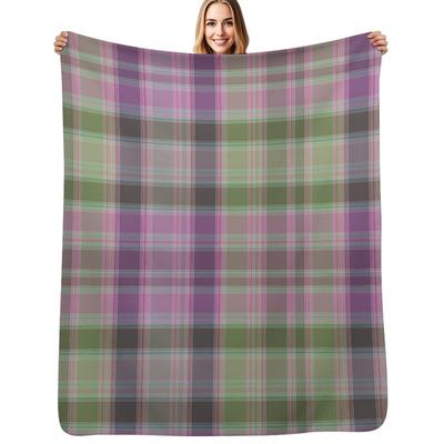 Green and Lilac Tartan Plaid. Throw Blanket Warm Throw Blanket Gift for Anniversary