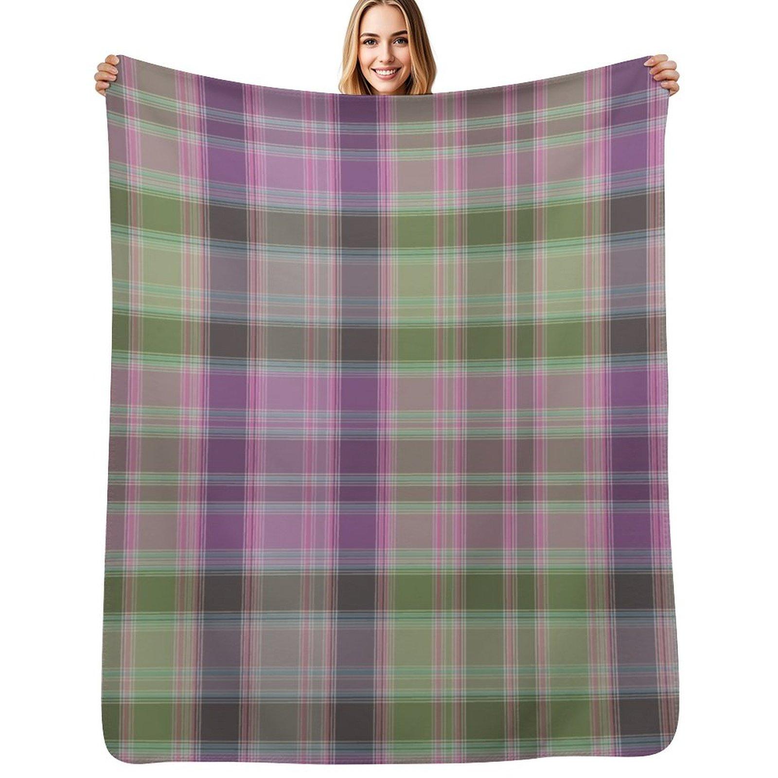 Exquisite Fashion Items Unisex Green/Lilac And Tartan Plaid. Throw Blanket Warm Throw Blanket Gift For Anniversary