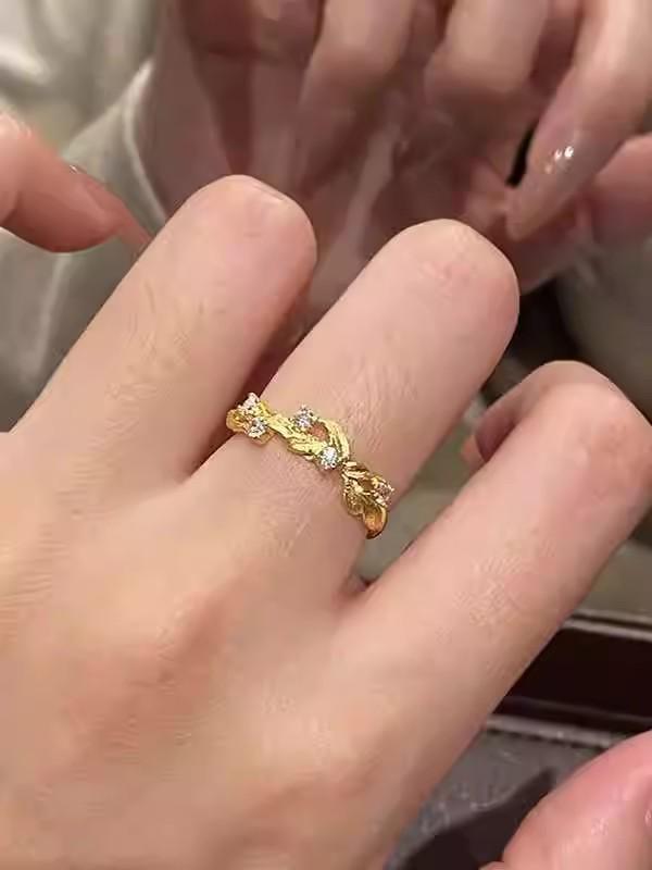 Gold Wheat Ear Luxury Ring – Elegant 2025 Design for Women, Perfect Gift for Girlfriend