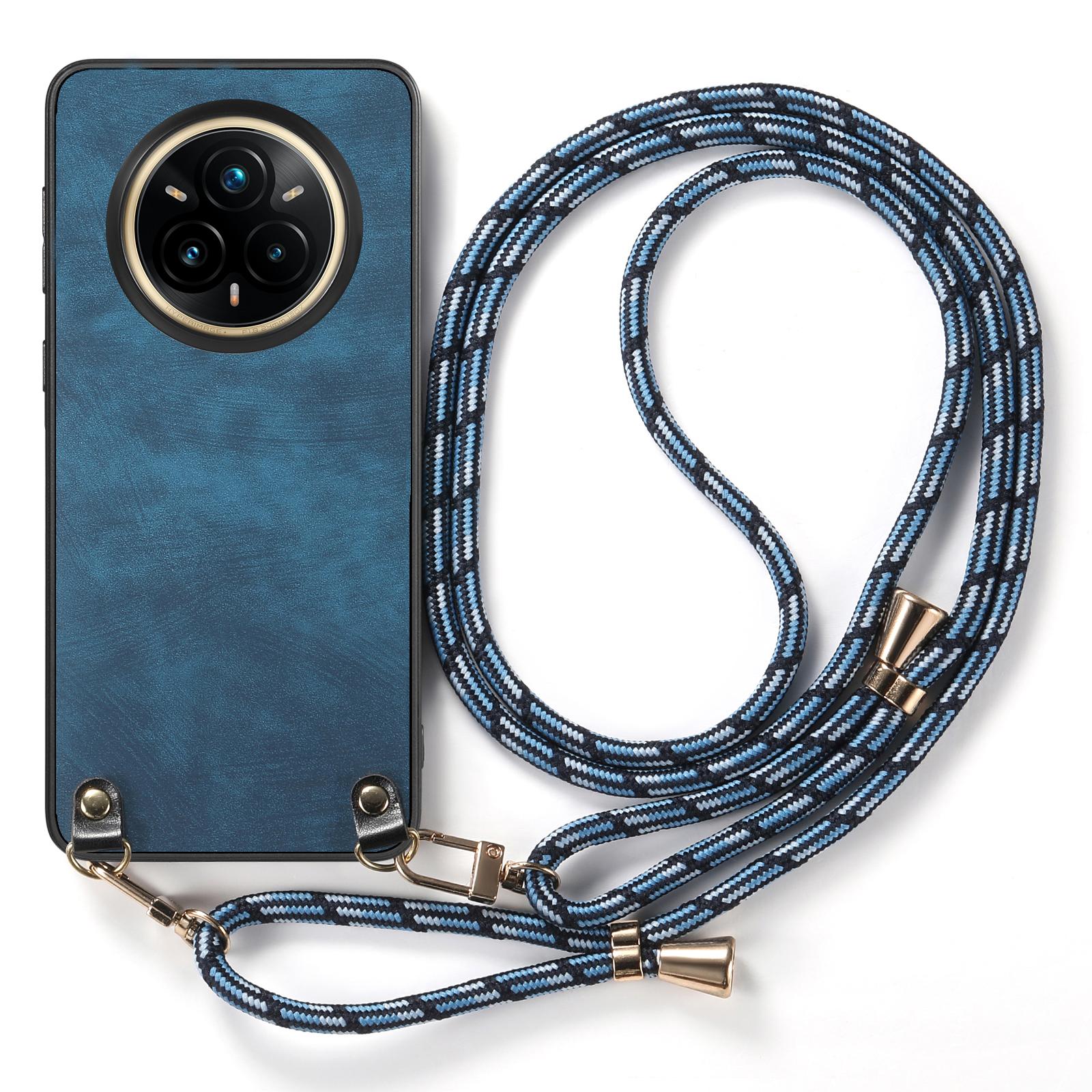 

For Realme 14 Pro 5G Retro Leather Phone Back Cover with Adjustable Strap Brown