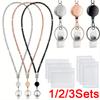 Bling Rhinestone Retractable ID Badge Lanyard Waterproof Card Case Key Holder Stylish Work Badge Clip For Office Daily Use