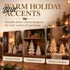 Unique Holiday Gifts for Her 2Pcs Vintage Lighted Christmas Tree Figurine Retro Resin Xmas Decor with Warm Desktop Figurines LED Light Rustic Statue