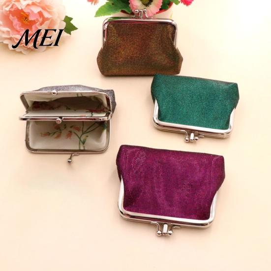 Durable Coin Pouch Vintage Glitter Mini Purse, Portable Kiss Lock Closure Change Compact Holder Pouch, Double-layer Wallet for Cards, Jewelry,