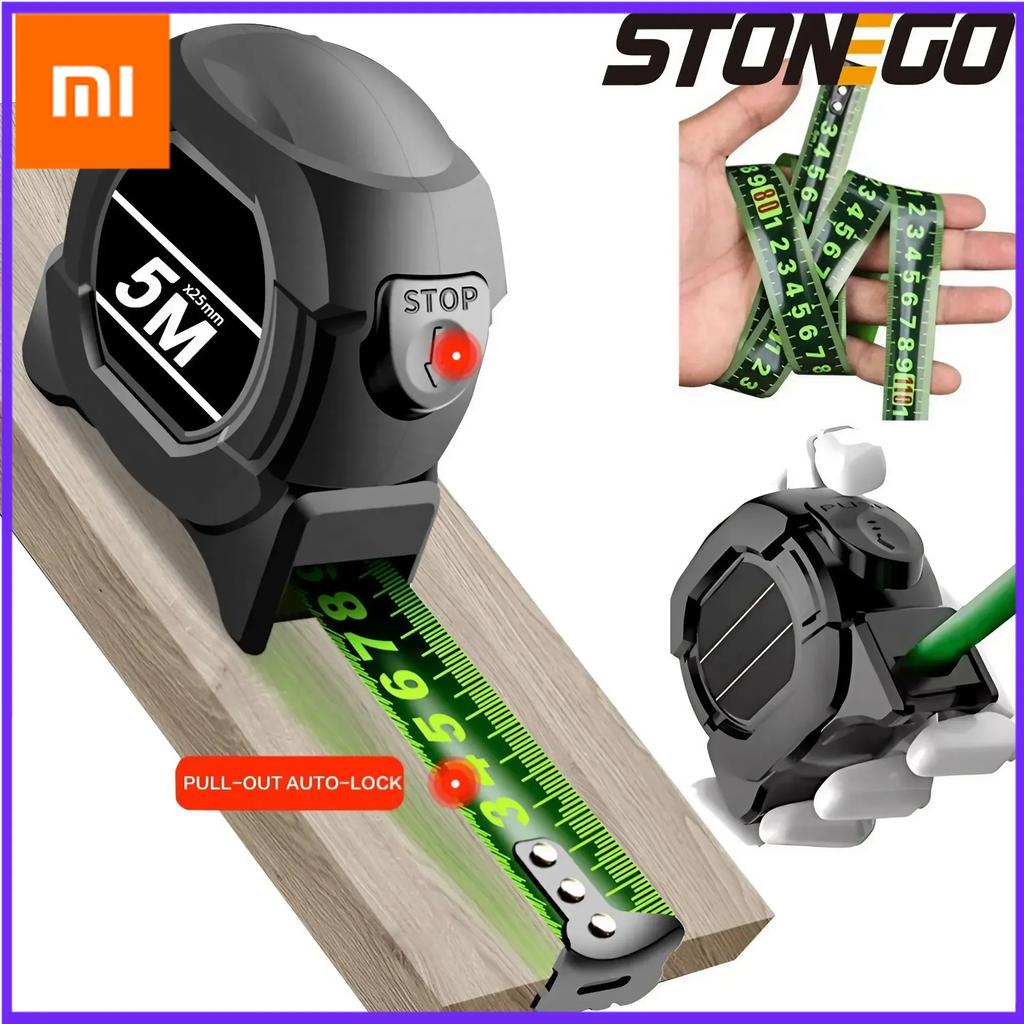 Xiaomi Fluorescent Black Gold Steel Tape Measure 5M 7.5M 10M High Precision Drop Resistant Thickened Self-locking Wear-resistant Tool