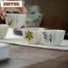 2pc/lot Hand-painted Flowers And Bamboo Teacup Japanese Tea Bowl Jug Tea-tasting Smelling Cup Jianzhan Master Cups Supplies 60ml