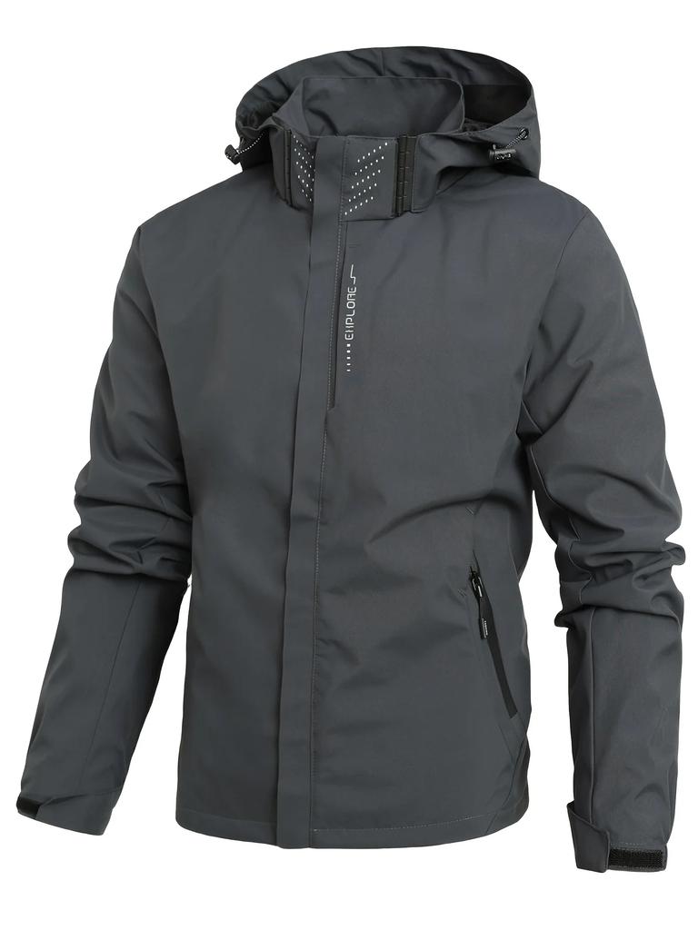 Spring and Autumn Men's Waterproof Rain Jacket Lightweight Outer Hooded Outdoor Raincoat Hiking Windproof Jacket Climbing Outdoor Jackets