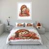 Cute Hedgehog Holding Flowers Duvet Cover Set With 3D Printing Design Soft Polyester Bedding Set All-Season Comfort For Gifts