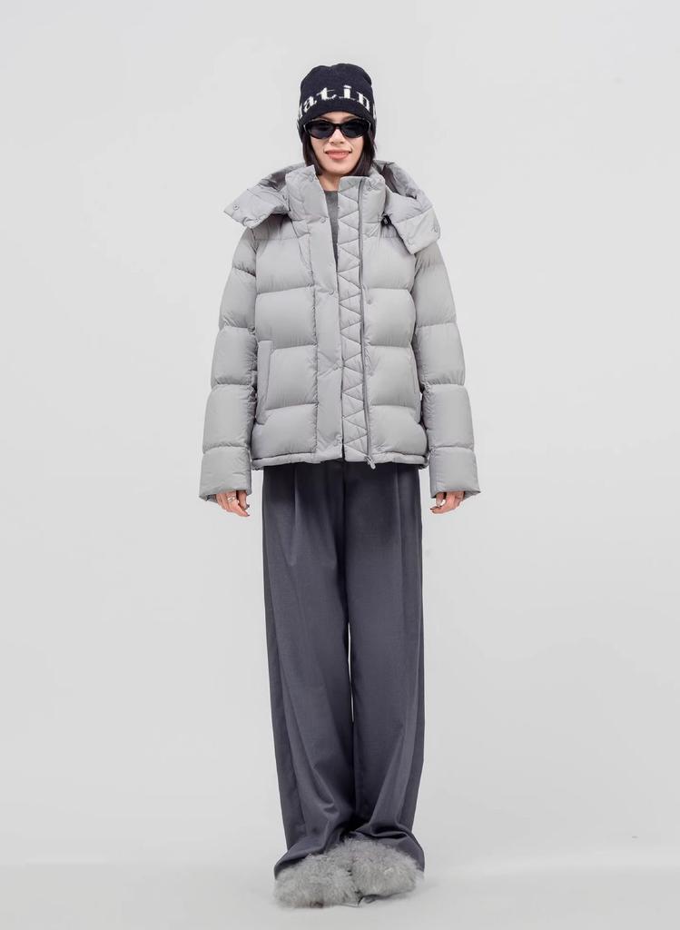Home white duck down winter five grid down jacket women's fluffy down three-proof thickened warm jacket