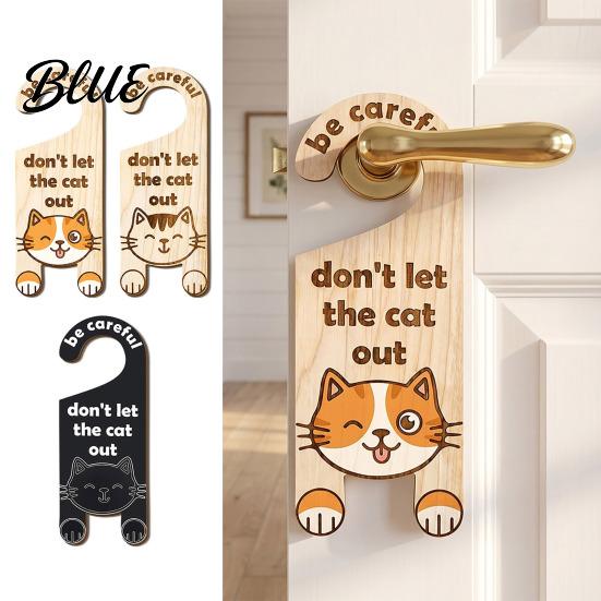 Home Security Reminder Cartoon Hanging Warning Handle Door Tag Cat Sign Wooden Reminder Pet Universal Sign Safety Knob Hanger