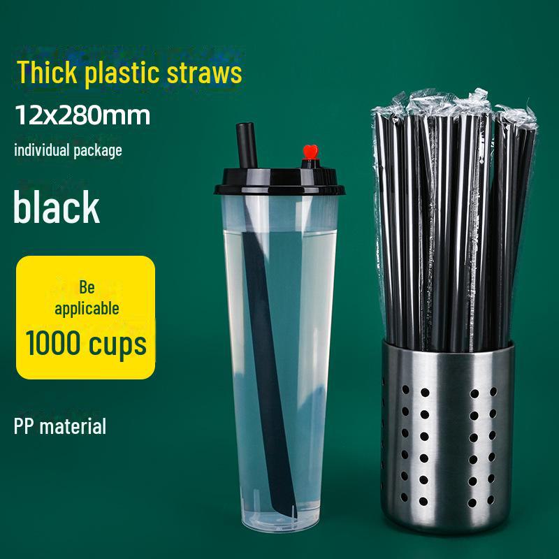 Disposable Transparent Thick PLA Pearl Milk Tea Straws with Independent Packaging