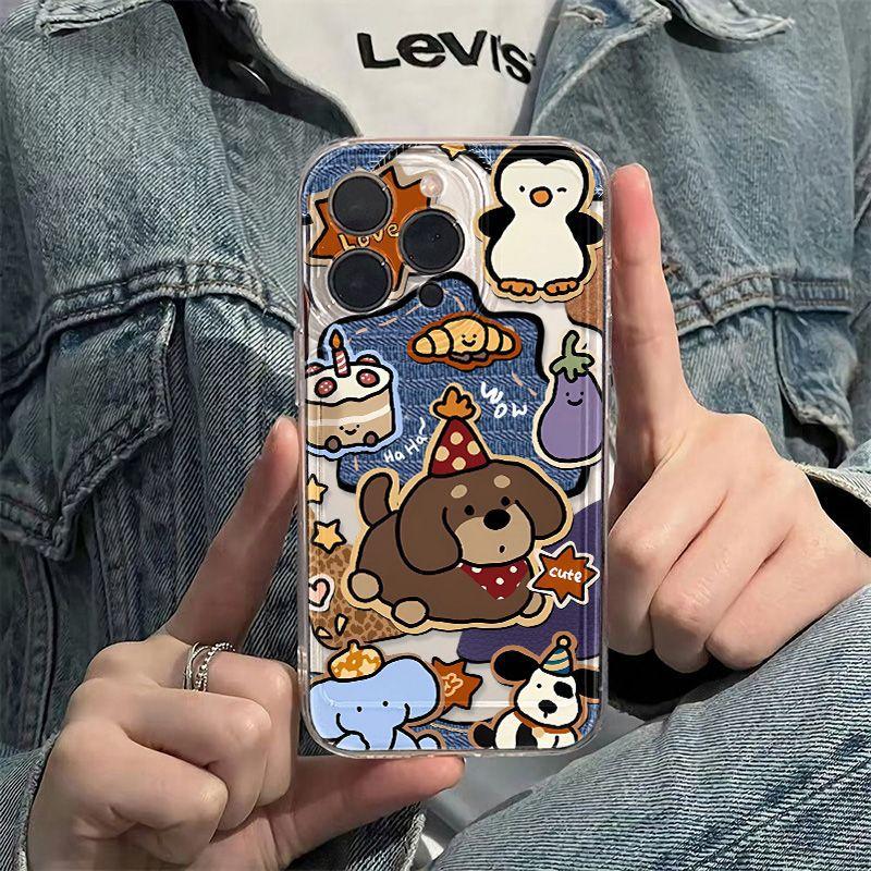 Birthday puppy for iPhone17promax space phone case Apple 16 transparent 14/13 fine hole 15
