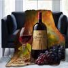 Retro Dolli Wine Theme Flannel Printed Blanket Suitable for All Seasons Suitable for Living Room Office Sofa and Travel