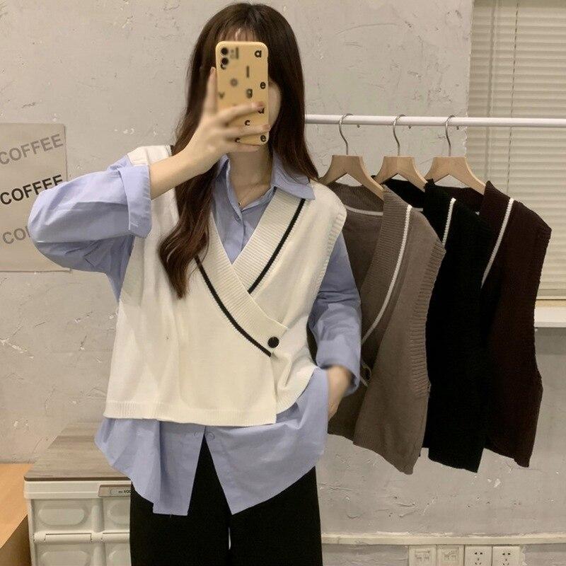 Sweater Vest for Women V Neck Sleeveless Top Pullover Knitwear Top Loose Fit Women Clothing
