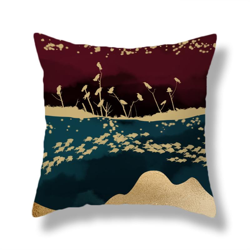 45X45CM Creative Hand-painted Natural Scenery Cushion Cover Sofa Office Seat Cushion Cover Creative Ornaments Home Decoration