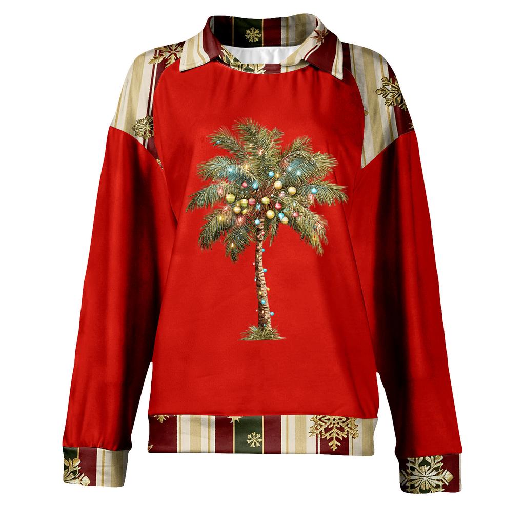 Women's Fashion Christmas Printed Long-Sleeve Pullover Top