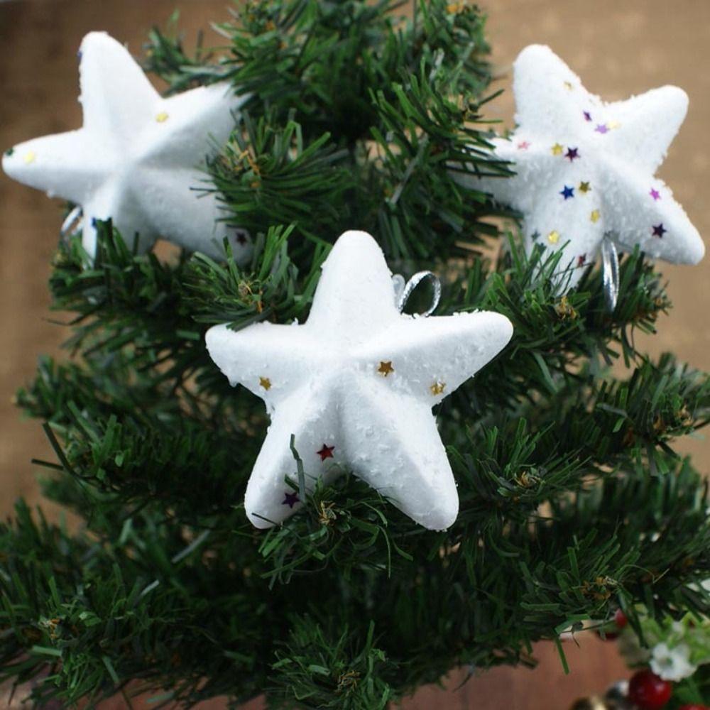 6Pcs/set Plastic Xmas Star Hanging Ornaments Cute Christmas Balls Pendants  Party Supplies