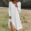 Long  Sleeve Dress For Women Casual Loose Fit Solid Dress With Pockets
