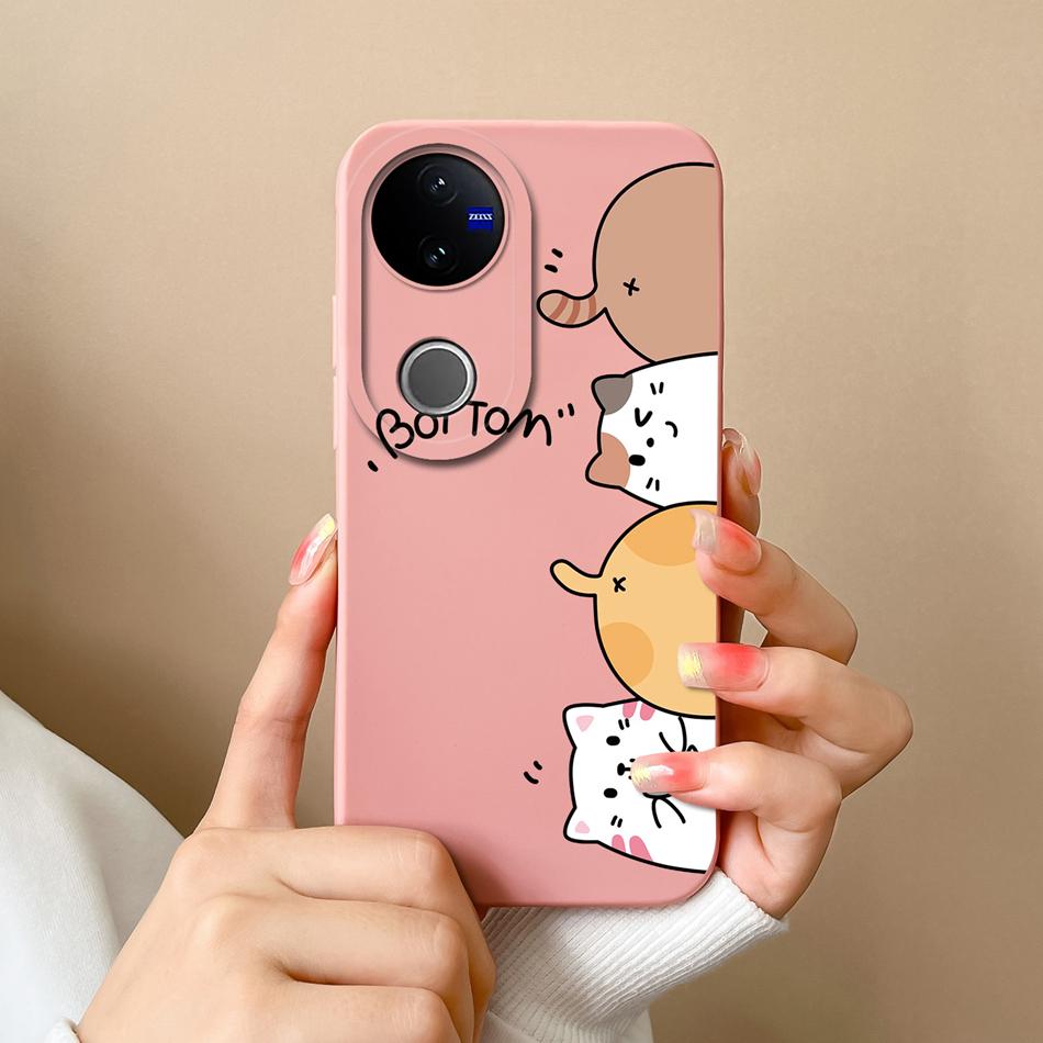 For Vivo V50 Lite Case Cute Cartoon Phone Shell Soft Liquid Silicone Back Cover For Vivo V 50 Full Protection Shockproof Bumper