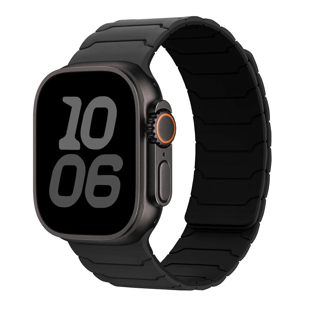 Strap For Apple Watch Ultra 2 Band 49mm 44mm 45mm 40mm 42mm 46mm 41mm 38mm Magnetic Silicone Bracelet IWatch Series 10 SE 9 8 7
