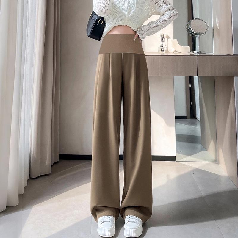 

Maternity Wide-Leg High-Waisted Pants - Spring/Autumn Comfort Fit with Tummy Coverage L хаки