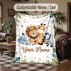 Wildlife Animals Theme Throw Blanket Custom Name Text Personalized Blanket Soft Cozy Blanket for Home Sofa Bed