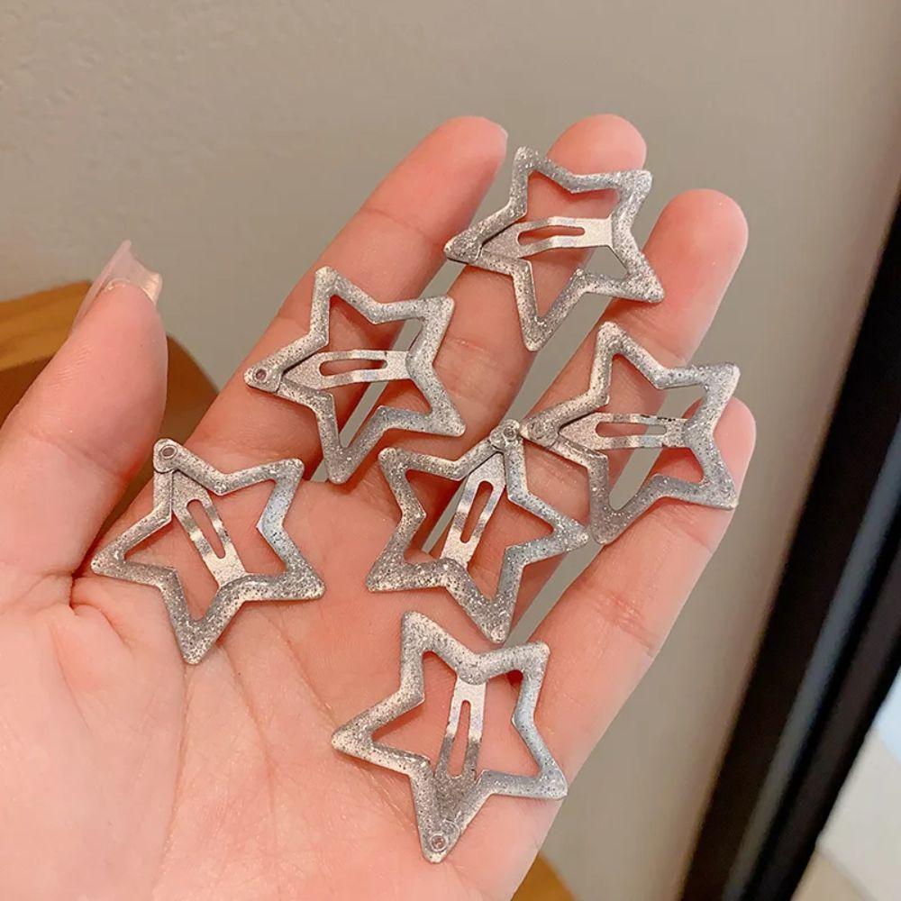 6Pcs/Set Shiny Star Children Sweet Barrettes Cute Colors Women Hairpins New Baby Girls Hair Clips