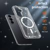 Anti Yellowing Clear Case for Magsafe Mag Safe Samsung S26 Plus S25 Edge S24 Ultra S23 Glitter Military Grade Protection Shockproof Cover Transparent