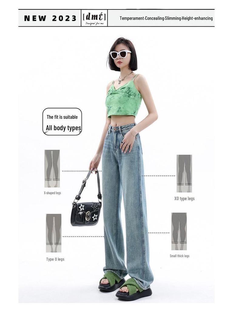 2026 Damen Jeans mit hoher Taille und geradem Bein - Petite, Passform für Birnenform, Weiter Bein Stil