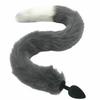 80Cm Long Grey White Fox Tail Cosplay Anal Butt Plug  Pet Play Butt Plug Tails