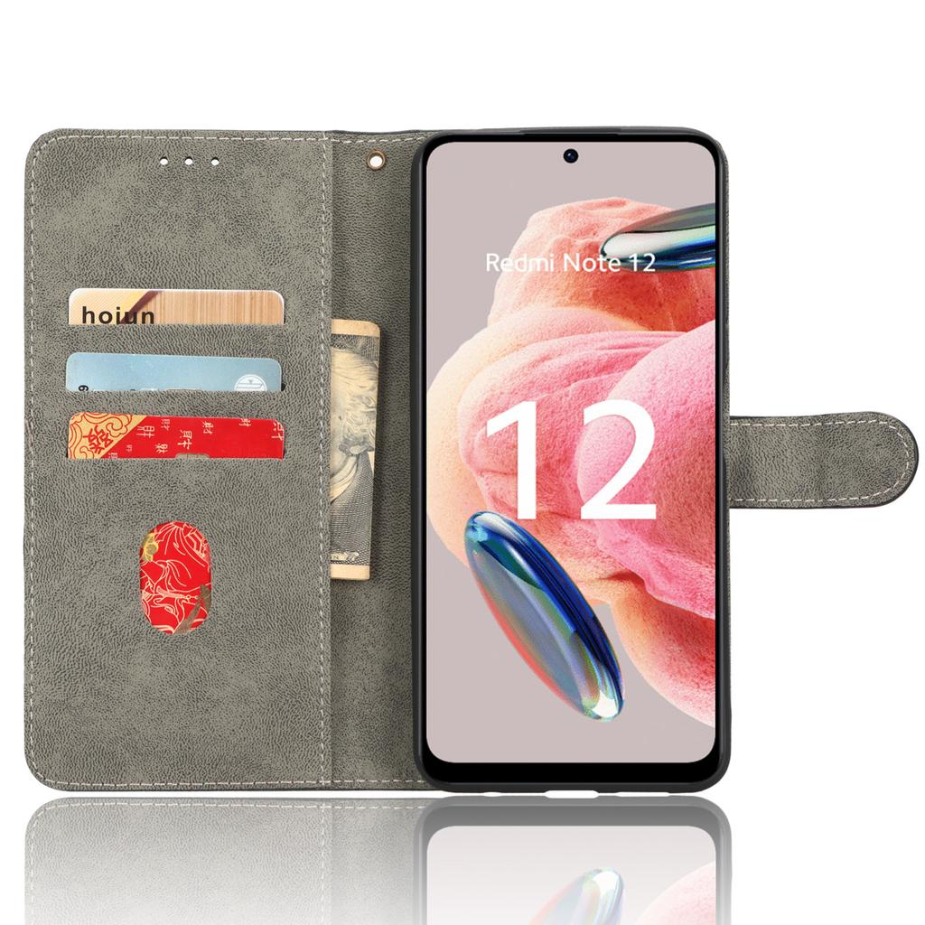 For Xiaomi Redmi Note 12 4G PU Leather Wallet Flip Case RFID Blocking Stand Phone Cover with Strap