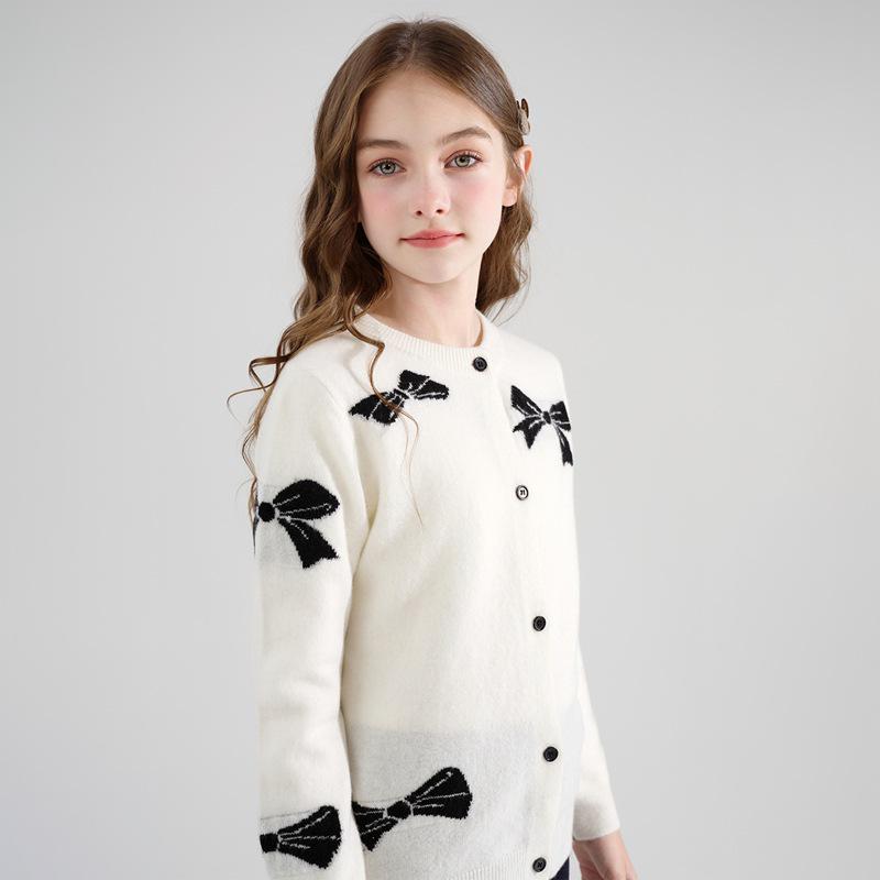 Girls' Knit Cardigan Sweater - Spring/Autumn 2025 Style for Middle Children