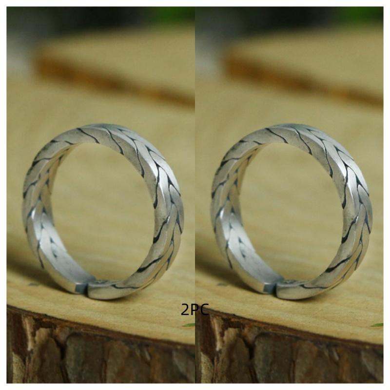 Buyee 925 Sterling Silver Couples Ring Finger Excellent Knit Shape Simple Open Ring for Woman Men Fashion Fine Jewelry Circle