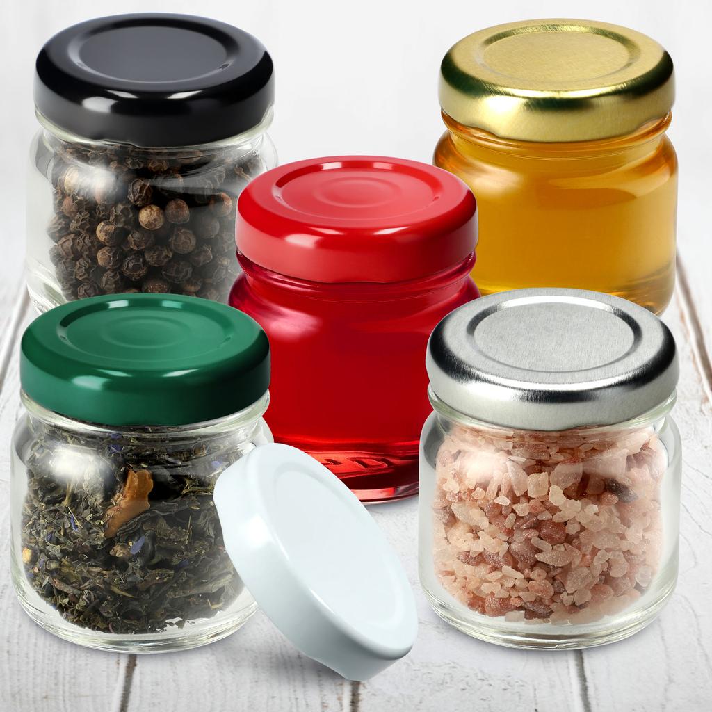 KADAX 10x Słoik Szklany Słoiczek 40ml Na miód Przyprawy Prezent + Zakrętki