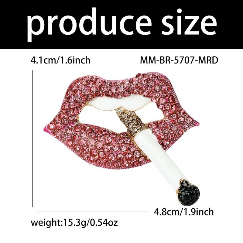 Lip Brooch Featuring Sparkling Rhinestones for Fashion Statement and Gift Crafted from Alloy