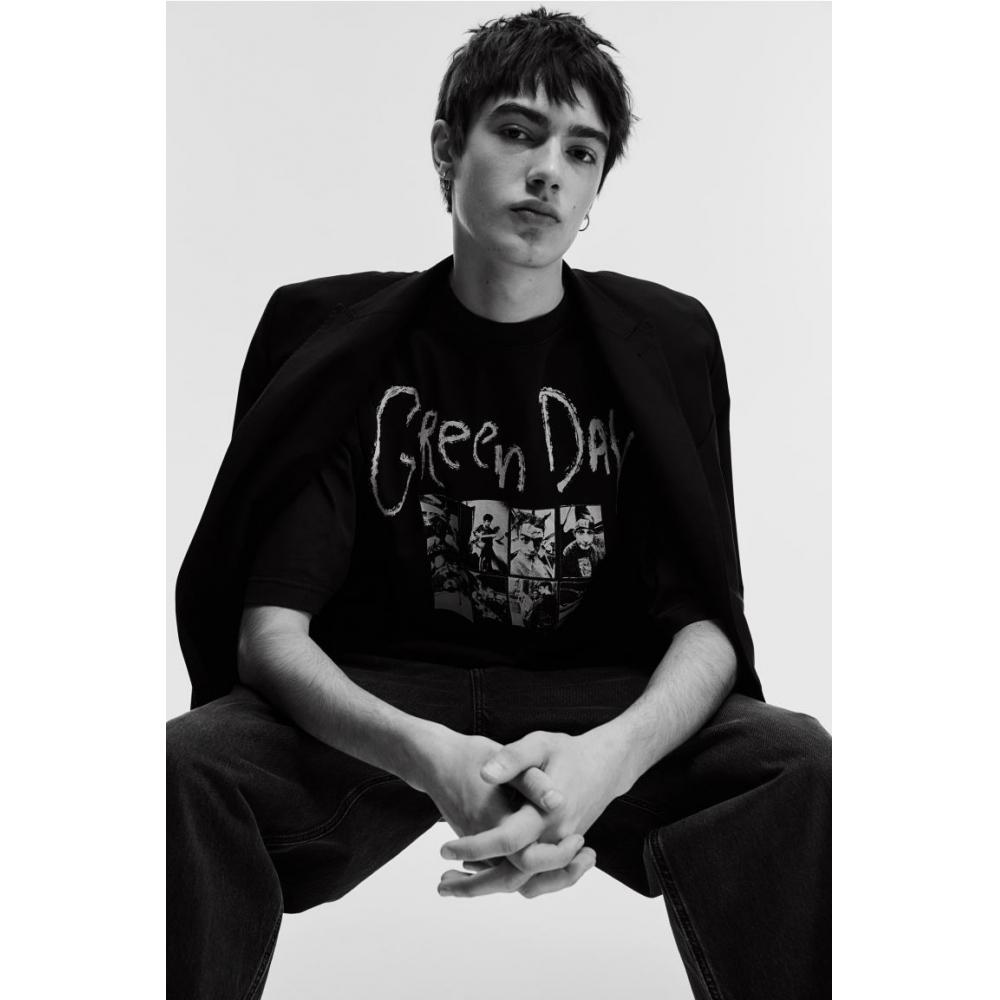 

Футболка свободного покроя HM Oversize, черная, Green Day XXL
