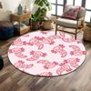 Cute Pink Axolotl Pattern Design Print Round Rug, Living Room, Bedroom, Playroom Carpet, Non Slip Floor Mat, Gift