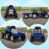 Ride On Tractor, Battery Powered Electric Car, with Detachable Trailer, Remote Control, Music, Blue