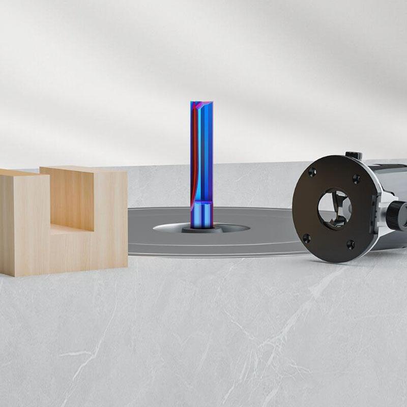 Coadă de 1/4 inch Coadă de 8 mm Cuțit drept cu două lame Cuțit de frezat pentru prelucrarea lemnului Nano albastru Bit de router pentru prelucrarea lemnului din aliaj integral
