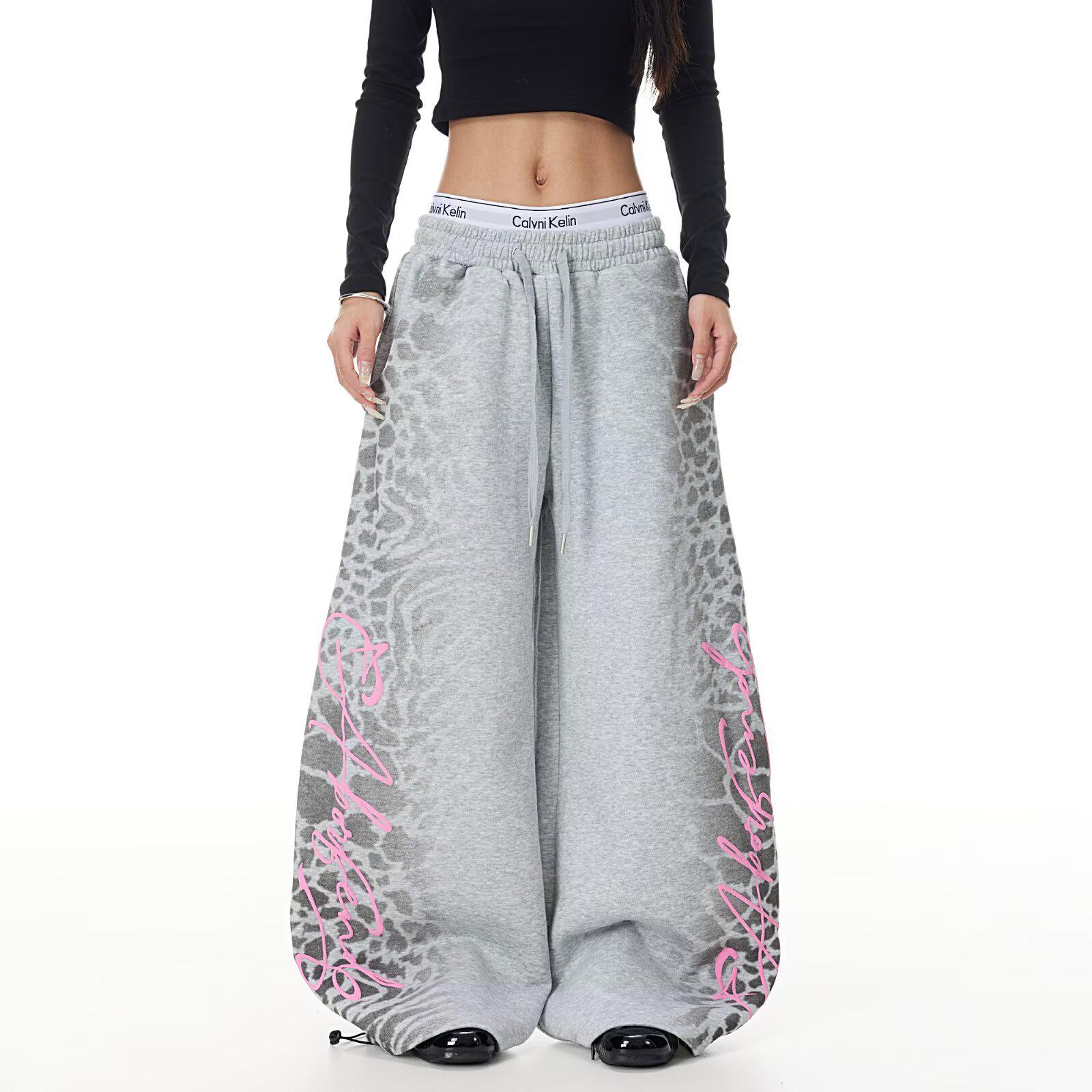 

Korean Retro Leopard Print Hip-Hop Sweatpants for Women - Winter Jazz Style M
