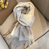 Small fresh white plaid scarf WO100 wool scarf women's winter warm scarf birthday gift