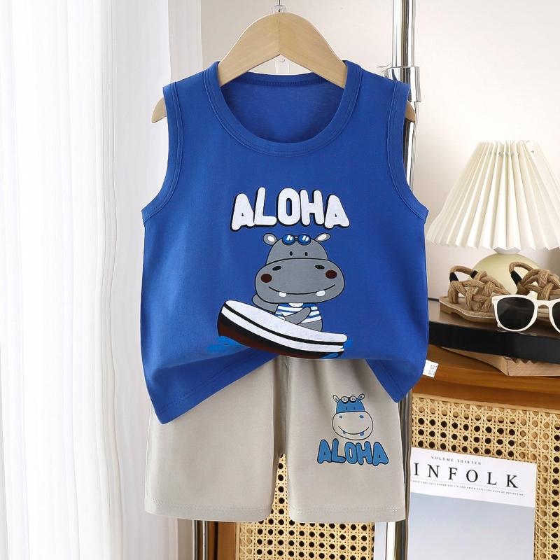 2pcs/set Children Sets Kids Cartoon Vest Suit Summer Sleeveless Tank Tops + Shorts Set Toddler Baby Boys Girls Outfits Clothes