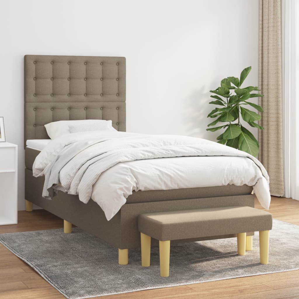 Box Spring Bed with Mattress Taupe 90 x 190 cm Fabric
