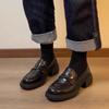 Soft Leather Version~ British Style Platform Loafers Women's One-pedal Lazy Shoes Versatile Single Shoes College Style Jk Uniform Shoes