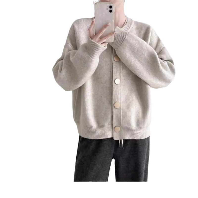 Fashion casual single-breasted knitted cardigan top women's simple and versatile loose and thin sweater jacket