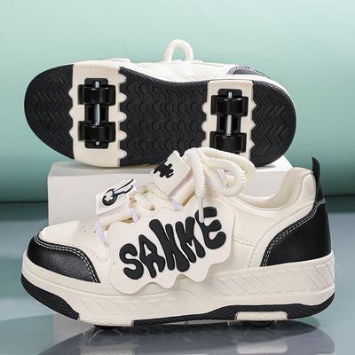 Scarpe da ginnastica con ruote per ragazzo/ragazza Stivali sportivi a quattro ruote Pattini a rotelle rimovibili Scarpe da skate per studenti