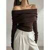 Fashion Style Off Shoulder Elegant Silm Chest Wrap Knitting Sweater Off Shoulder Knitted Sweater