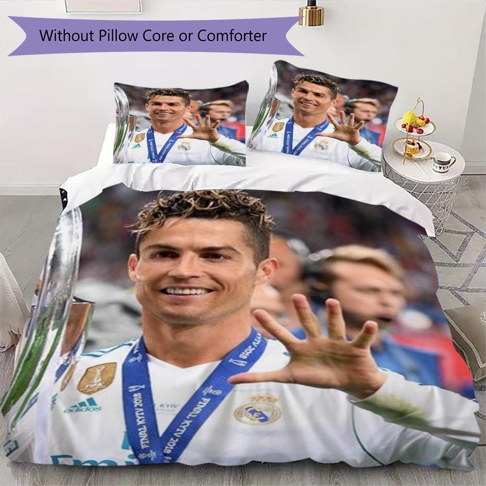 Krystiano Ronaldo Vzor Povlečení Přikrývka Povlak na přikrývku Povlak na polštář Domácí dekorace Dárek k narozeninám (1 * povlak na přikrývku + 2 * povlak na polštář bez výplně)