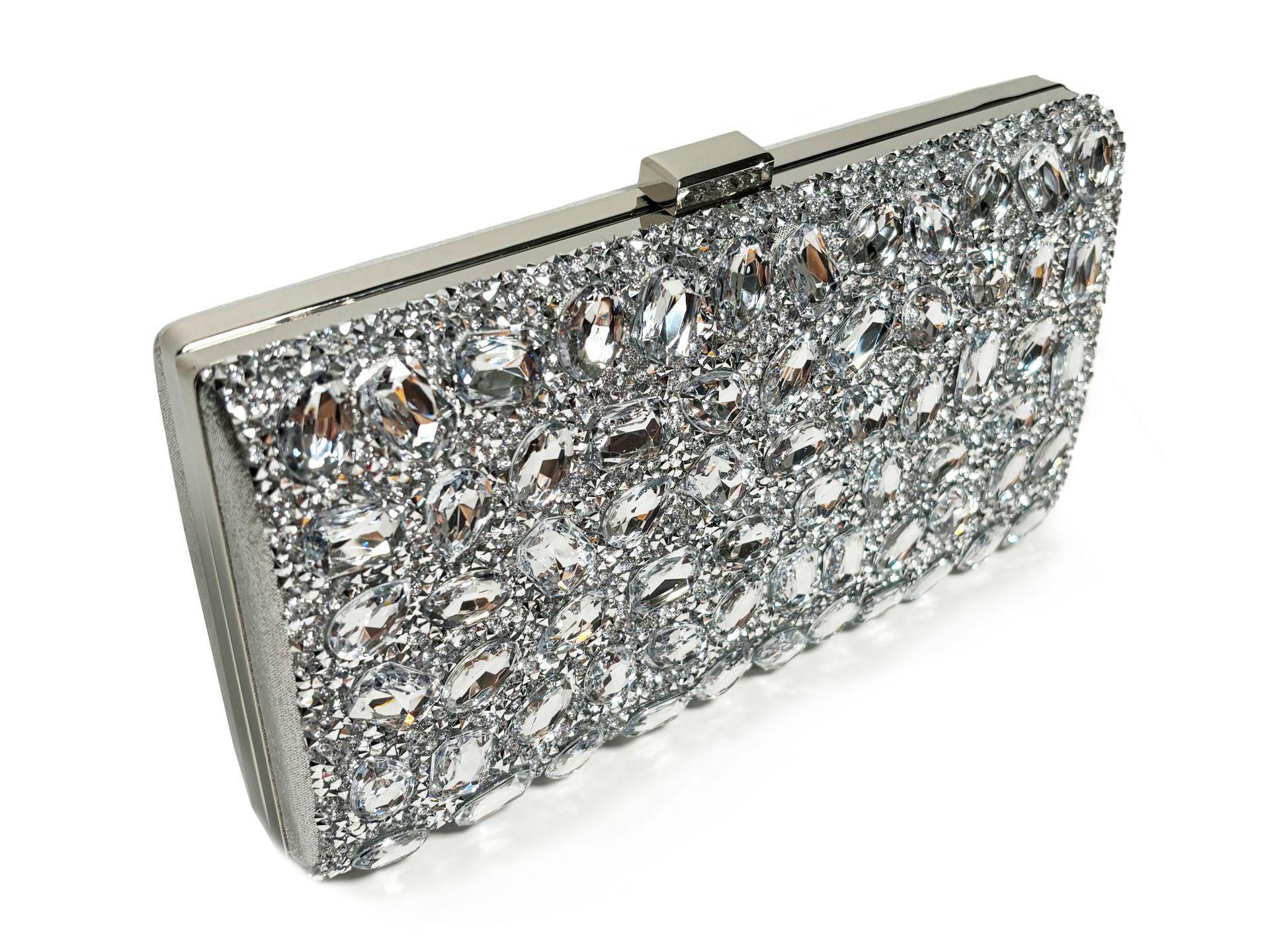 

Женский вечерний клатч со стразами - Квадратный дизайн кроссбоди для банкетов и отпусков серебряный