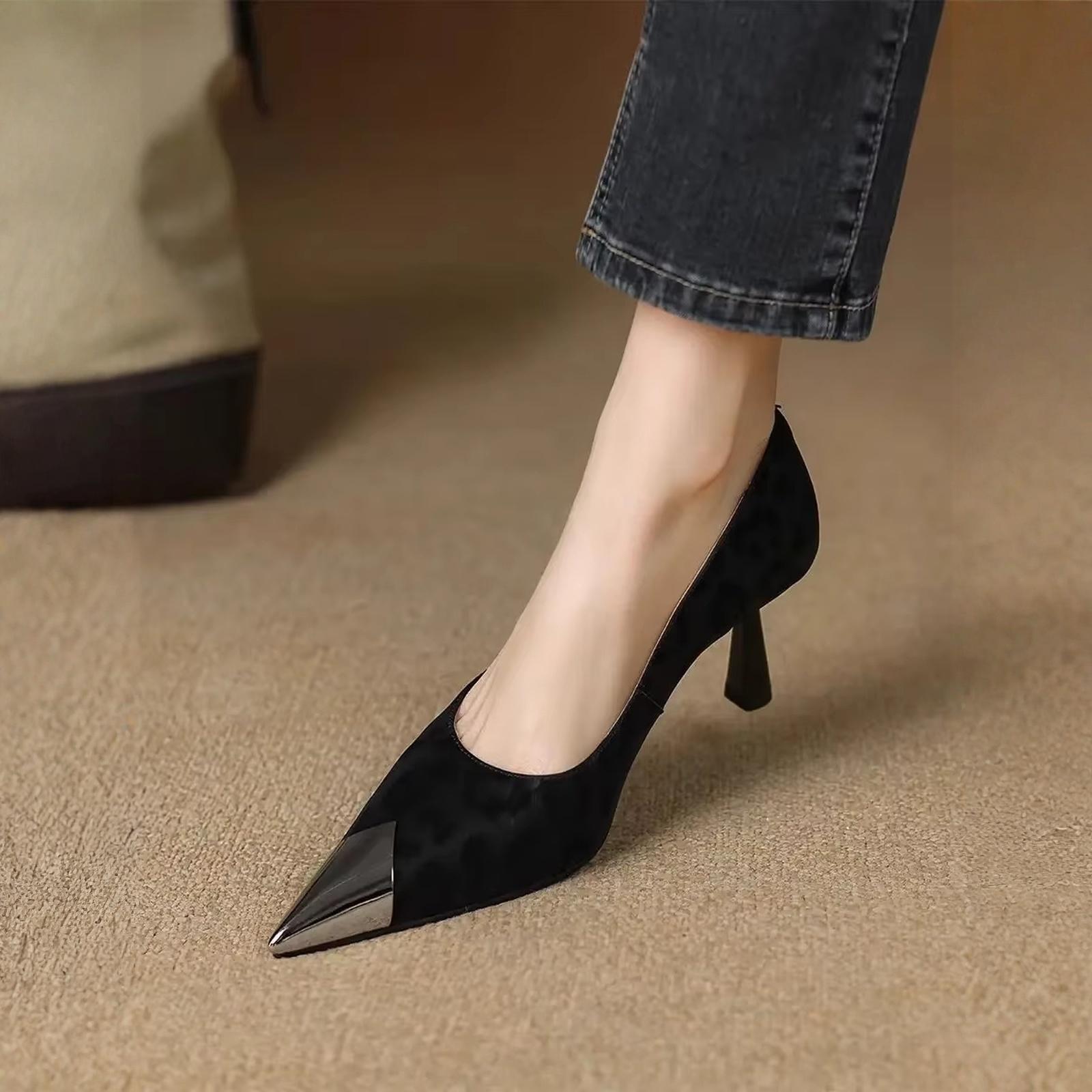 Women s Fall Leopard Print Pointed Toe Stiletto Pumps 36